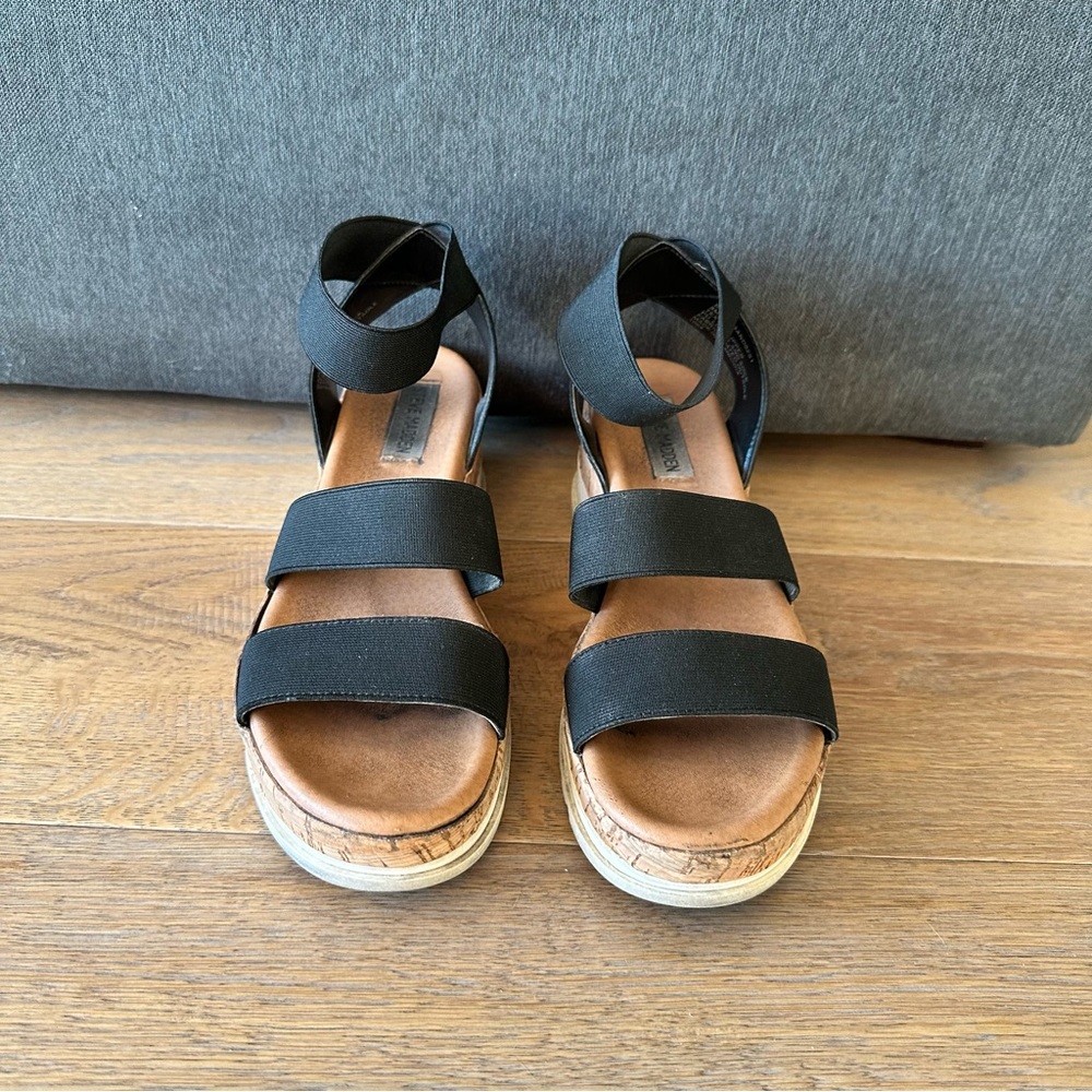 Steve Madden Bandi Elastic Cork Platform Wedge Sandals